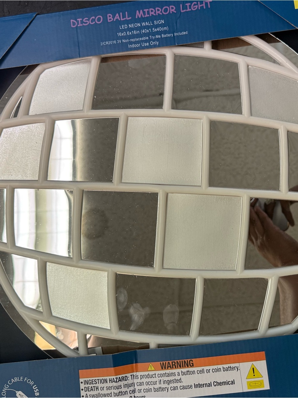 Disco Ball Mirror Light Wall Decor - White
